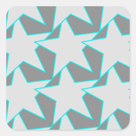 Modern Star Geometric - grijs en turquoise Vierkante Sticker (Voorkant)