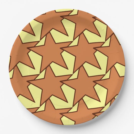 Modern Star Geometric - karamel en geel Papieren Bordje (Voorkant)