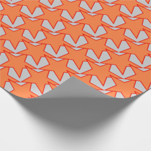 Modern Star Geometric - koraal oranje en grijs Cadeaupapier