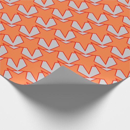 Modern Star Geometric - koraal oranje en grijs Cadeaupapier (Hoek)