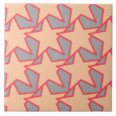 Modern Star Geometric - koraal oranje en grijs Tegeltje (Voorkant)