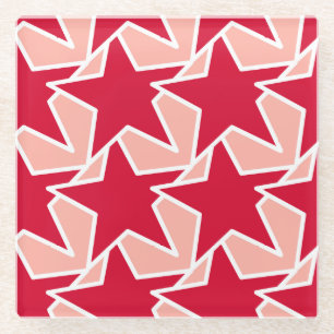 Modern Star Geometric - koraal rood en roze Glazen Onderzetter