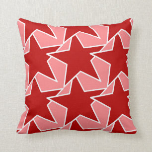 Modern Star Geometric - koraal rood en roze Kussen