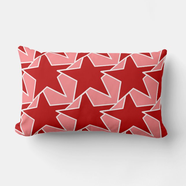 Modern Star Geometric - koraal rood en roze Kussen (Voorkant)