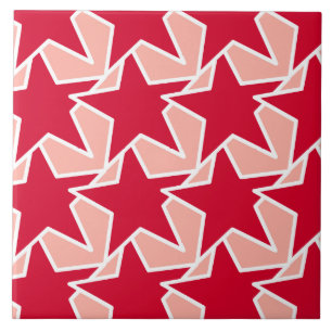 Modern Star Geometric - koraal rood en roze Tegeltje