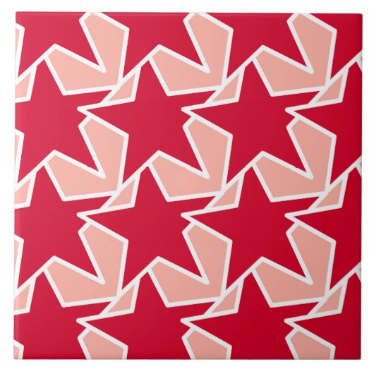 Modern Star Geometric - koraal rood en roze Tegeltje (Voorkant)