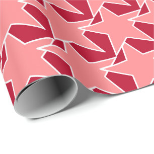 Modern Star Geometric - koraalroze en rood Cadeaupapier