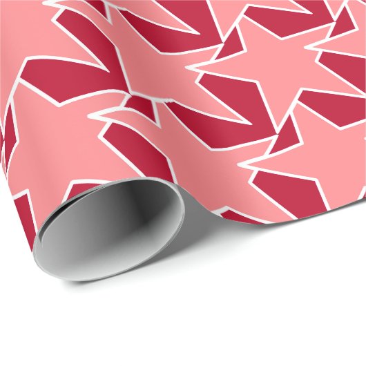 Modern Star Geometric - koraalroze en rood Cadeaupapier (Rol Hoek)