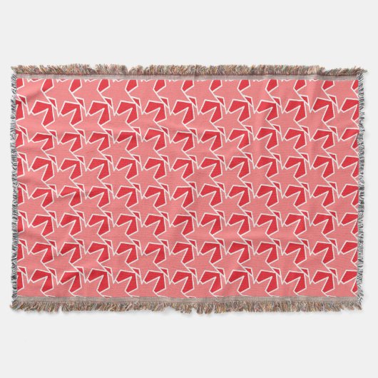 Modern Star Geometric - koraalroze en rood Deken (Voorkant)