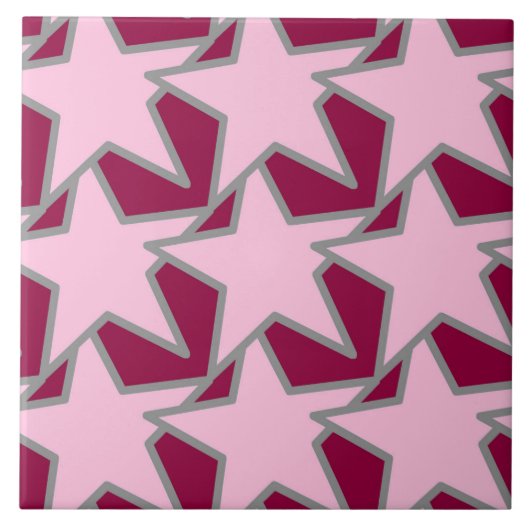Modern Star Geometric, Light Pink en Burgundy Tegeltje (Voorkant)