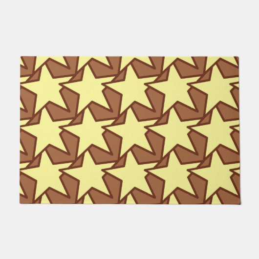 Modern Star Geometric, Light Yellow & Cocoa Brown Deurmat (Voorkant)