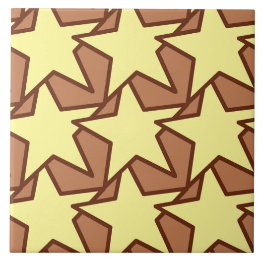 Modern Star Geometric, Light Yellow & Cocoa Brown Tegeltje (Voorkant)