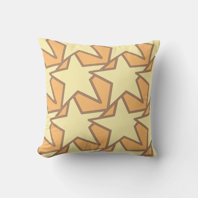Modern Star Geometric - Mosterd Geel en Tan Buitenkussen (Voorkant)