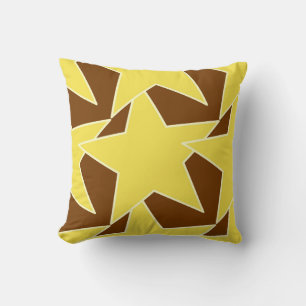 Modern Star Geometric - mosterdgoud en bruin Kussen