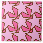 Modern Star Geometric Pattern, Coral & Pastel Pink Tegeltje (Voorkant)
