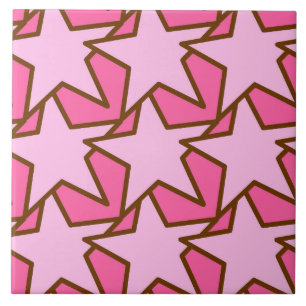 Modern Star Geometric Pattern, Coral & Pastel Pink Tegeltje