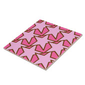 Modern Star Geometric Pattern, Coral & Pastel Pink Tegeltje (Zijkant)