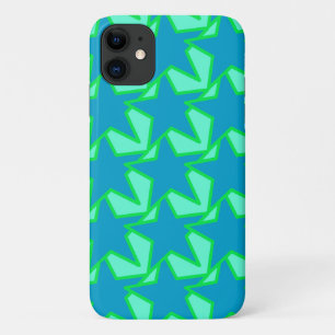 Modern Star Geometric Pattern, Jade Green en Blue Case-Mate iPhone Case