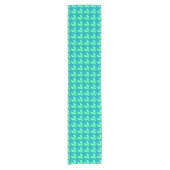 Modern Star Geometric Pattern, Jade Green en Blue Korte Tafelloper (Voorkant)