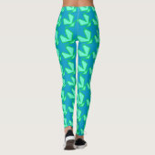 Modern Star Geometric Pattern, Jade Green en Blue Leggings (Achterkant)