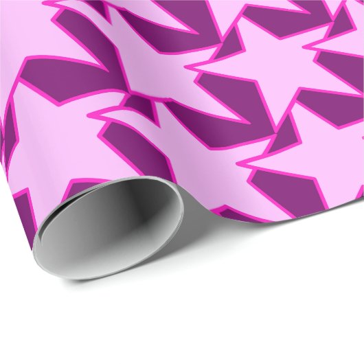 Modern Star Geometric - roze en amethyst paars Cadeaupapier (Rol Hoek)