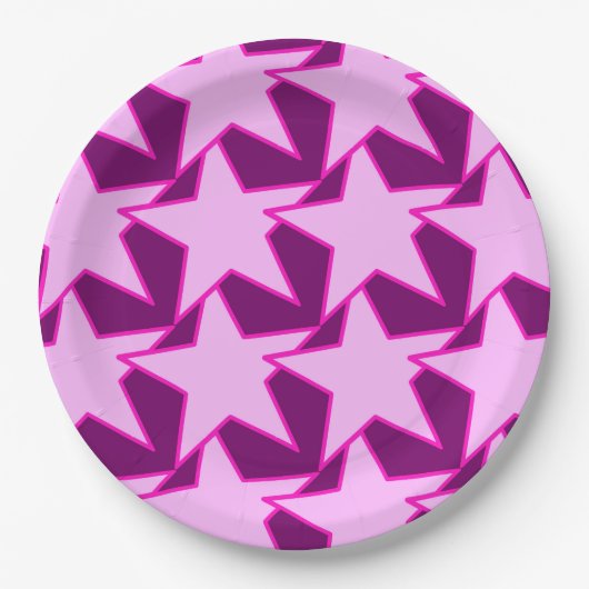 Modern Star Geometric - roze en amethyst paars Papieren Bordje (Voorkant)