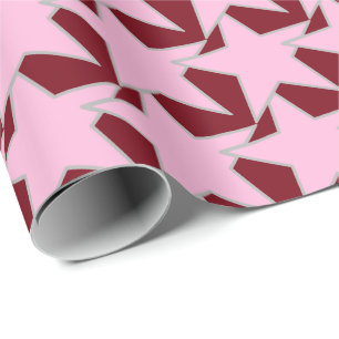 Modern Star Geometric - roze en Bourgogne Cadeaupapier