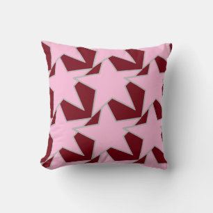 Modern Star Geometric - roze en Bourgogne Kussen