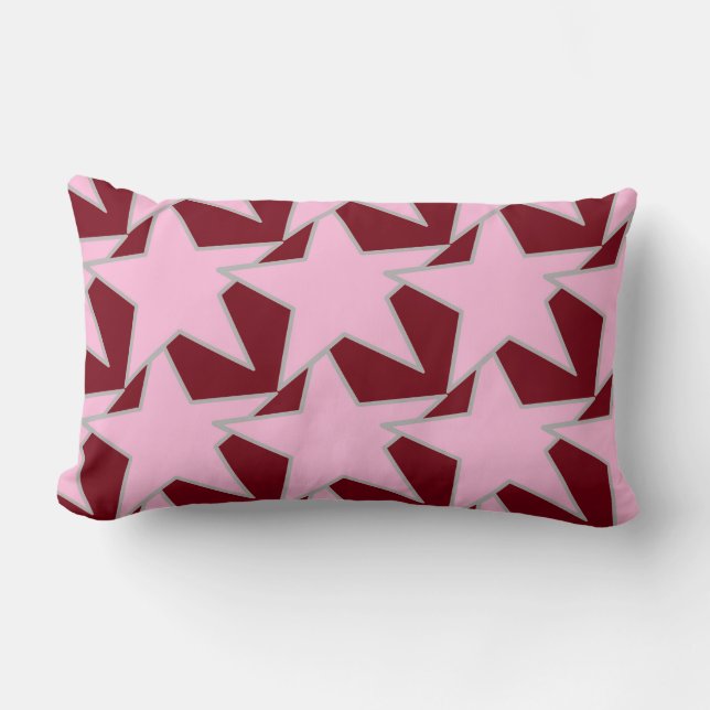 Modern Star Geometric - roze en Bourgogne Kussen (Voorkant)