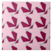 Modern Star Geometric - roze en Bourgogne Tegeltje (Voorkant)