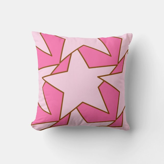 Modern Star Geometric - Shades van koraalroze Kussen (Voorkant)