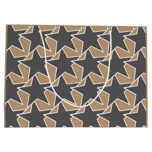 Modern Star Geometric - taupe en grijs / grijs Groot Cadeauzakje (Achterkant)