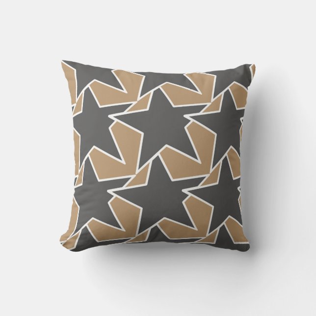 Modern Star Geometric - taupe en grijs / grijs Kussen (Voorkant)