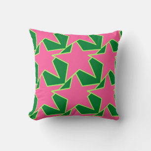 Modern Star Geometric - watermeloen roze en groen Kussen