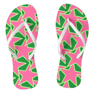 Modern Star Geometric - watermeloen roze en groen Teenslippers