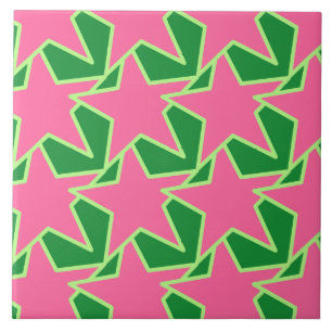 Modern Star Geometric - watermeloen roze en groen Tegeltje