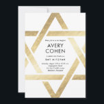 Modern Star Gold Foil Bat Mitzvah Uitnodiging<br><div class="desc">Modern Star Gold Foil Bat Mitzvah Invitation is voorzien van een unieke en moderne Star van David die rond uw gebeurtenisgegevens staat.</div>