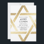 Modern Star Gold Foil Bat Mitzvah Uitnodiging<br><div class="desc">Modern Star Gold Foil Bat Mitzvah Invitation is voorzien van een unieke en moderne Star van David die rond uw gebeurtenisgegevens staat.</div>