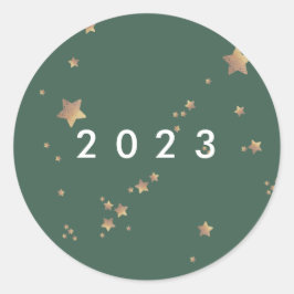 Modern Star Green White KerstHappy Classic Ro Ronde Sticker