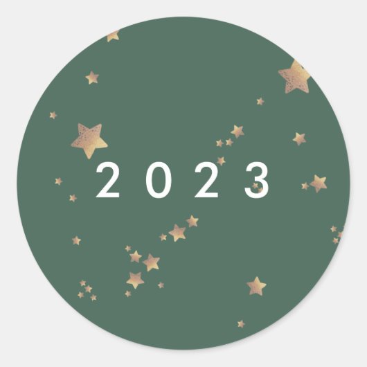 Modern Star Green White KerstHappy Classic Ro Ronde Sticker (Voorkant)