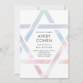 Modern Star Holographic Bat Mitzvah Kaart (Voorkant)
