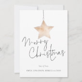 Modern Star Script Merry Kerstmis Feestdagenkaart (Voorkant)