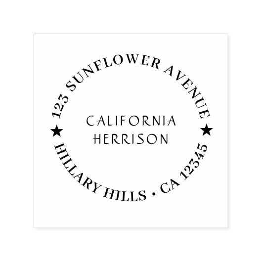 Modern Star | Script Round Return Address Design Zelfinktende Stempel (Design)