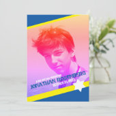 Modern Star van David Photo Bar Mitzvah Invitation Kaart (Staand voorkant)
