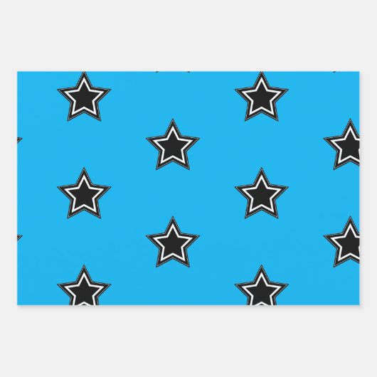 Modern Star Wrapping Paper Flat Sheet Set van 3 (Voorkant 2)