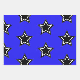 Modern Star Wrapping Paper Flat Sheet Set van 3