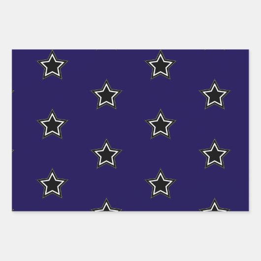 Modern Star Wrapping Paper Flat Sheet Set van 3 (Voorkant 3)