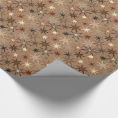 Modern Starburst Print, Coffee Brown en Beige Cadeaupapier (Hoek)