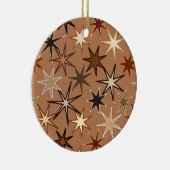 Modern Starburst Print, Coffee Brown en Beige Keramisch Ornament (Rechts)