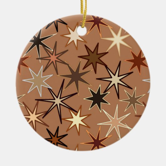 Modern Starburst Print, Coffee Brown en Beige Keramisch Ornament (Voorkant)